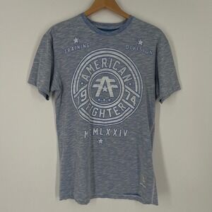 American Fighter Allport Tee L Blue Heathered Graphic Print MMA Sportswear